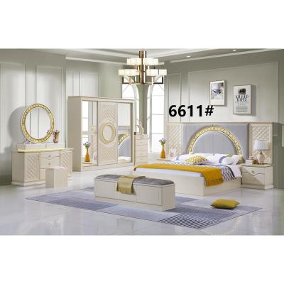 China A6611# Luxury Lighted Headboard Bed Room Full Square LED Light Hotel Bedroom Furniture Sets for sale