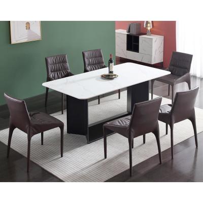 China Modern European Modern Carbon Steel Base Design Contemporary Marble Dining Table for sale