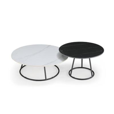 China Save Space Iron With Black Paint Around Modern Design 2 Piece Furniture Side End Table Coffee Nesting Tables Set for sale