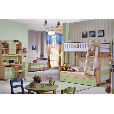 China Colorful Popular Design Bunk Bed Kids Room Bed Wood Kids Bedroom for sale