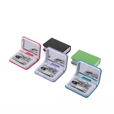 China Promotional Proposal 4 Piece Manicure&Pedicure Set Nail Care Flip Type Plastic Case Cute With Mirror for sale