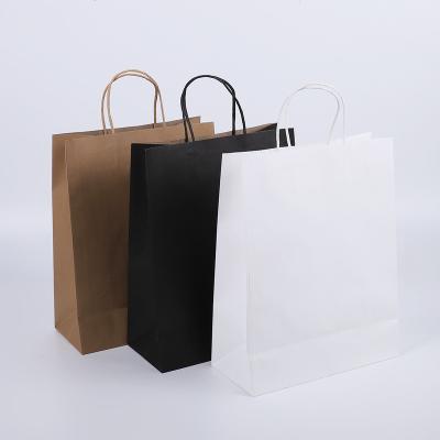 China Recyclable Custom Your Own Logo Black Kraft Paper Bag Portable Gift Shopping Bag for sale