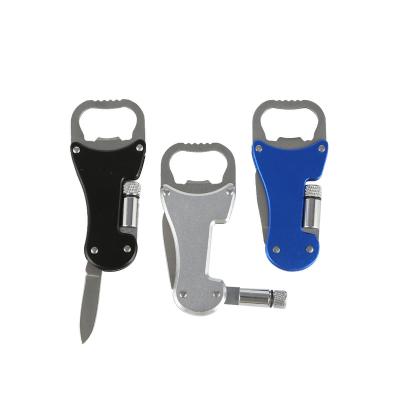 China Multifunctional 3 Stored In 1Survival Tool Bottle Opener With Knife And Led Light for sale