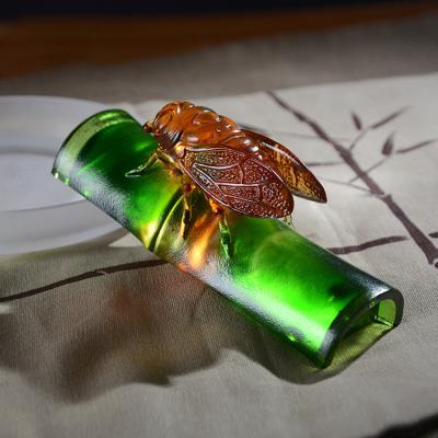 China China Crystal Novelty Cicada Paperweight Craft Temple Glass Decoration Study Traveling Souvenir for sale