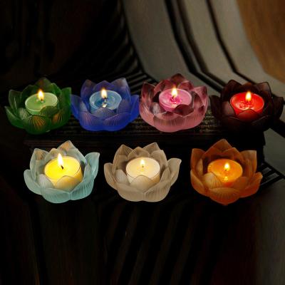 China Classic Weddings Crystal Glass Lotus Candle Holder Flower Ornament Indian Wedding Homecoming Gift Small Item for sale