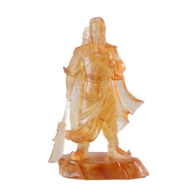 China China Ready to Ship Crystal Liuli Standing Kwan Kong Statue Chinese Style Feng Shui Decor Manufacturer for sale