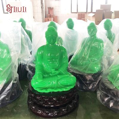 China China Green Jade Noctilucence Resin Buddha Light in Dark Buddhist Statues Charms Temple Tourism Souvenir Decor for sale