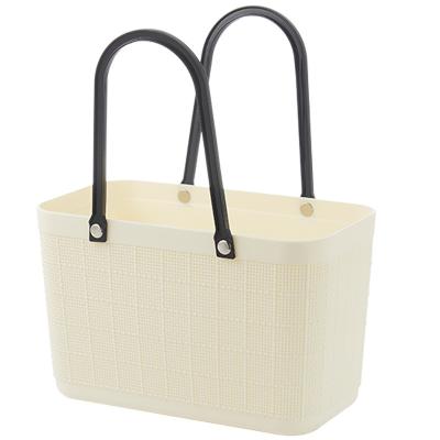 China Sustainable Outdoor Picnic Basket Supermarket Large Capacity Storage Plastic Shopping Basket High Value Storage Basket With Handle For Home for sale