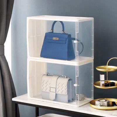 China New Modern Viable Goods Using Low Price Household Large Capacity Two Handbags Luxury Bag Transparent Plastic Storage Box for sale