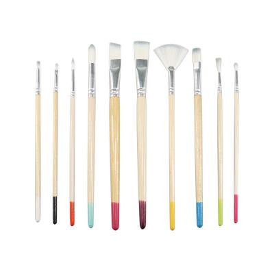 China Crowd 12PCS Crowd Pole Wooden Nylon Oil Brush Acrylic Watercolor Paint Brush Set for Painting for sale