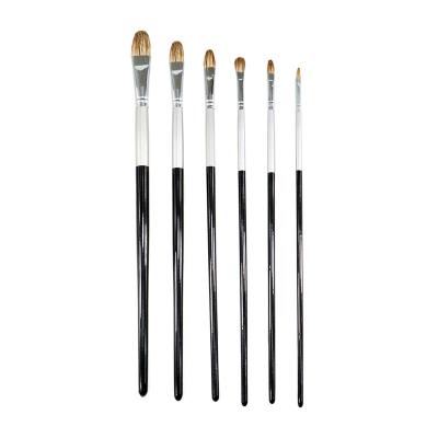 China 6PCS Crowd Black Wooden Pole Horse Hair Material Painting Brush Can Be Customized Wholesale Products Artist Horse Hair Brushes for sale