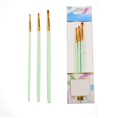 China 3PCS Wooden Nylon Crowd Mint Green Polish Paint Brush Can Be Customized Watercolor Brush Paint Brush Set for sale