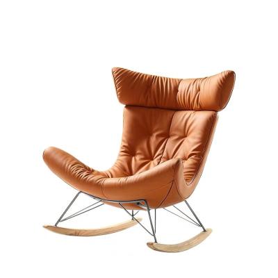 China Modern Design Series Nordic Style Furniture Room New Design Leather Chairs Balcony Rocking Chair Creative Home Lounge Chairs for sale