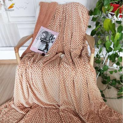 China Anti-Static Ready To Ship Custom Logo Jacquard Throw Fleece Sherpa Flannel Blanket Soft Warm Winter Thick for sale