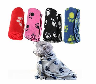 China Wholesale Cheap Polyester Breathable Paw Print Fleece Soft Pet Blanket For Cat Bed Cover Puppy Kitten Dog Sleep Mat for sale