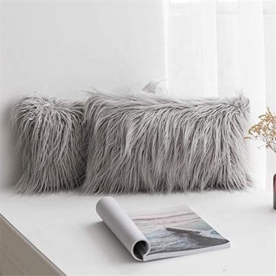 China Bedroom Sofa Chair Cushion Cover Soft Long Plush Wool Anti Dust Mites Faux Fur Long Hair Pillow Cases for sale