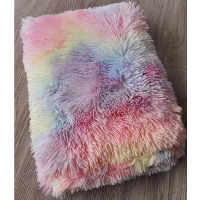 China High Quality Colorful Plush Shaggy Long Pile Fur Fabric 300gsm Polyester PV Korean Super Soft Anti-Static For Blankets Bedding Sets for sale