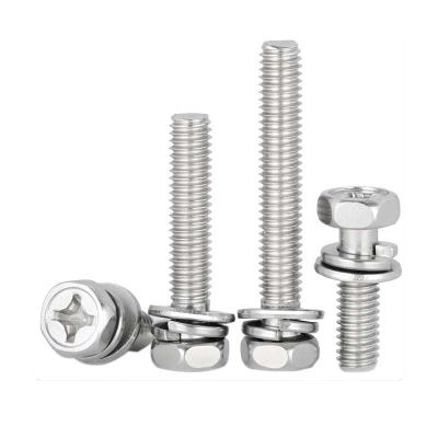 China Stainless Steel Stainless Steel Cross Slot Combination Hex Bolts SEMS Screws for sale