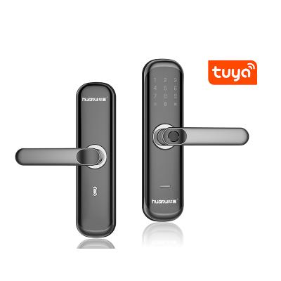 China 300 Huaruilock Tuya WiFi App Door Lock Smart Biometric Lock Fingerprint Door Handle Keyless Digital Lock for sale