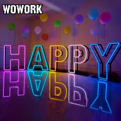 China 2021 WOWORK Waterproof Fushun New Led Light Neon Numbers Baby RGBW App Control Marquee Electronic Signs For Wedding Decoration for sale