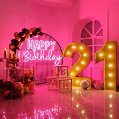 China Large WOWORK Fushun 2021 Metal Letter Sign Lights Backdrop Party Decoration Waterproof for Birthday Party Supplies Baby Shower Wedding Event for sale