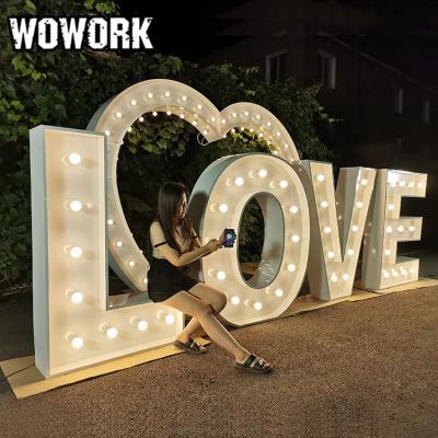 China Custom Waterproof WOWORK LED Light Large Up Letters 4ft Marquee Letter Lights Wedding Decorations For Props Event Party Rental Backdrop for sale