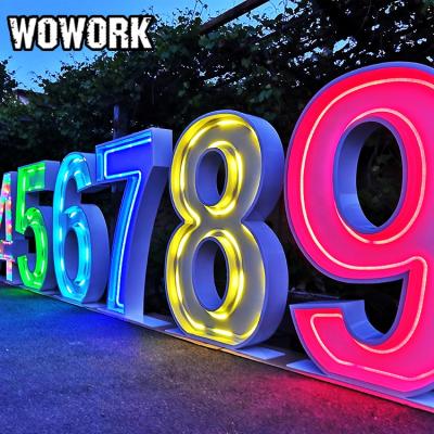 China WOWORK waterproof Fushun illuminated frame 3D metal led photography prop initial letter light for photo booth decoration for sale