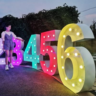 China 2022 WOWORK Fushun Waterproof RGB Light Bulb Wedding Favors Party Props Marquee Numbers Letter Lights For Decoration Background for sale