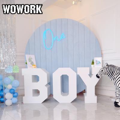 China 2022 WOWORK Custom Modern 1st Birthday Event Metal Cake Stand BABY ONE Letter Table Number For Baby Shower Party Decoration for sale