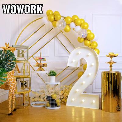 China 2021 WOWORK Waterproof Metal Circle Grid Stand Gold Round Mesh Backdrop Party Supplies For Other Stage Backdrop Wedding Decorations for sale