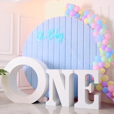 China Modern Fushun Metal Wedding 2022 WOWORK White Letter Number One Cake Topper Table Base Favors For Baby Shower Party for sale