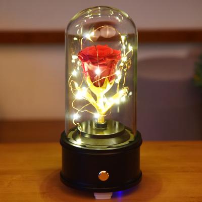 China Romantic Gorgeous WitheredReal Rose Flower Eternal Flowers In Preserved Handmade Glass Dome Of Beautiful Bluetooth LED Roses UO Creative Light Design Never Preserved for sale