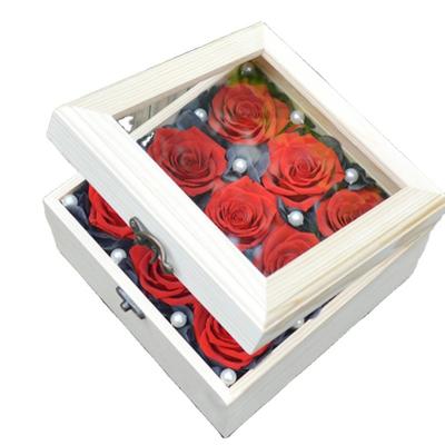 China Preserved Preserved Gorgeous Romantic Forever Roses UO Natural Everlasting Immortal Flower Everlasting Roses Real Roses In Wooden Box for sale