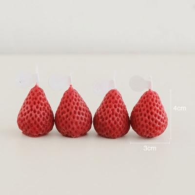 China Home Decor Interesting Realistic Handmade Fruit Shape Candle Home Wedding Decor Strawberry Red-Pink Vegan Shaped Scented Candles for sale