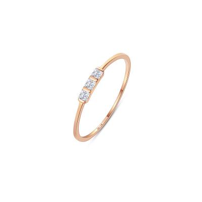 China Simple High quality hot selling new square diamond 18K yellow gold fashion women's simple ring for sale