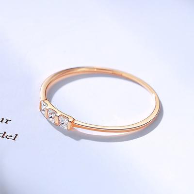 China Simple High Quality Hot Sale New Square Diamond 18K Fashion Jewelry Ring simple ring for sale