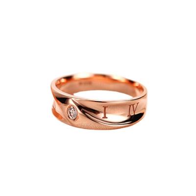 China CLASSIC Roman numerals rose 18k gold diamond ring men's and women's gold color wedding band ring custom for sale