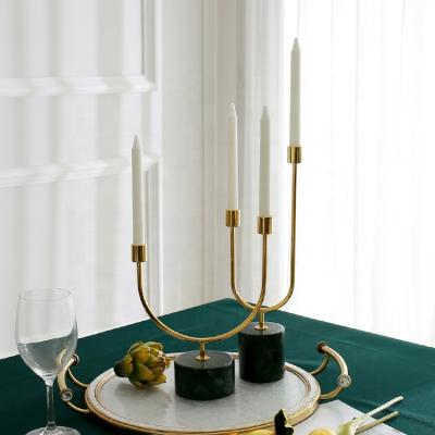 China Home Decor Marble Candle Holders Luxury OEM Logo Shaped Ware Gold Candle Holders for sale