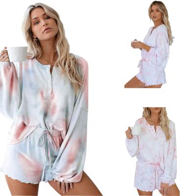 China Bestseller QUICK DRY summer tie dye print casual sports long sleeve sho sweat sets for sale