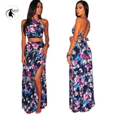 China Suit QUICK DRY skirt ties backless slit print beach skirt plus size women's clothing for sale