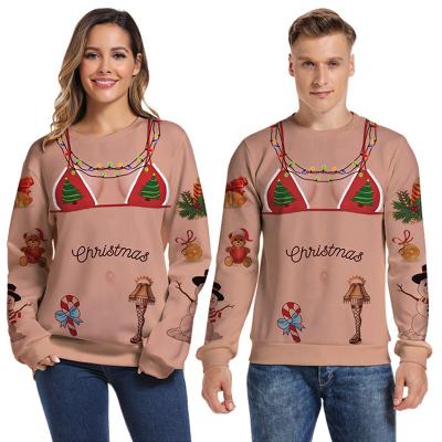 China Breathable Christmas Design Mens Letter Printed Loose Fleece Leisure Pullover Sweatshirts For Women for sale