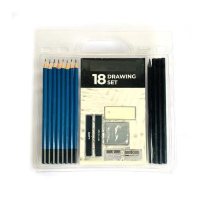 China Professional Fine Art 18 Pcs Hot Sale HB Black / Blue Carpenter Pencil Art Set for sale