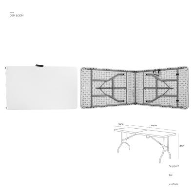 China Modern Outdoor Restaurant Table And Chairs 8ft Lightweight 10 Person Banquet Plastic Folding Table for sale