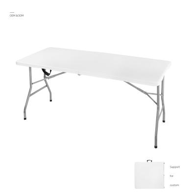 China Modern outdoor furniture table 5ft 150cm BBQ shopping rectangle folding table HDPE lightweight plastic for sale