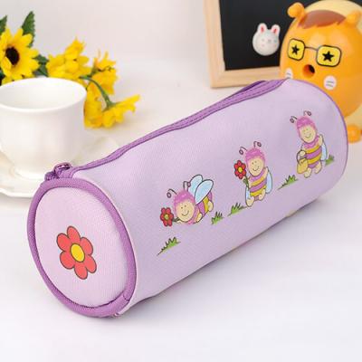 China Round Shape Color Monogrammed Pencil Pouch Polyester With Heat Transfer Printing for sale