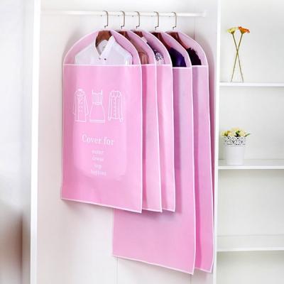 China Pink Non - Woven Hanging Garment Bags Dustproof With Long Zipper Closure for sale