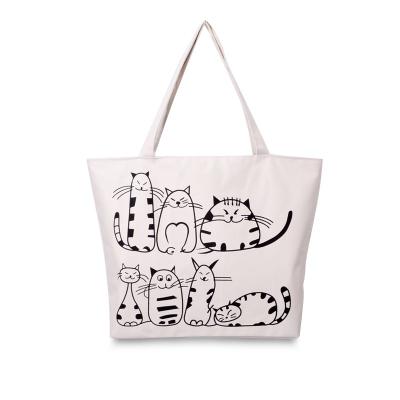 China Printed Cartoon Womens Canvas Tote Bags , Portable Big Shoulder Bags for sale