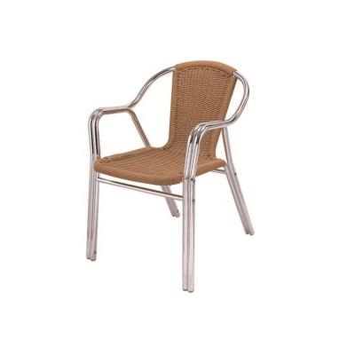 China Modern French Aluminum Arm Furniture Bistros Round Cafe Dine Rattan Chair for sale