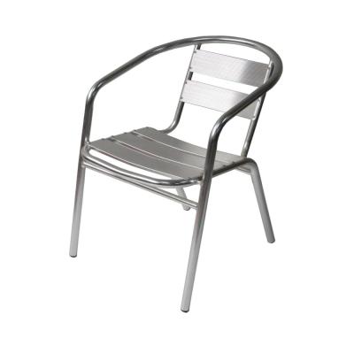 China Minimalist Modern Stackable Armrest Cafe Bistro Patio Cast Aluminum Outdoor Chair for sale