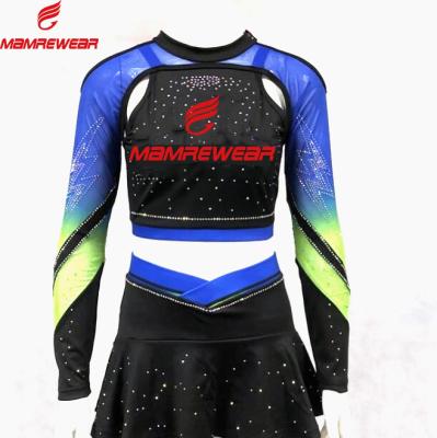 China Hot Sale Polyester + Spandex Sublimation Printing Custom Cheerleading Shorts Women Practice Cheerleading Shorts And Tops for sale